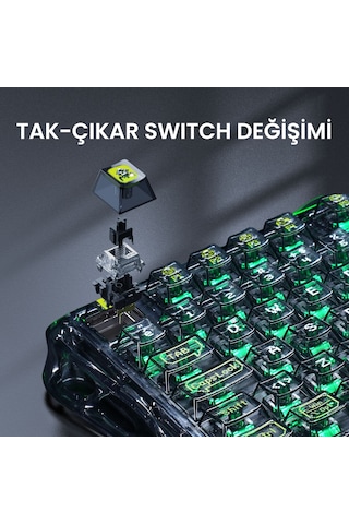 Gravastar K1 Lite Mekanik Gaming Klavye, M2 Kablosuz Optik Mouse Ve Mousepad Oyuncu Seti, Stealth Bl Optik