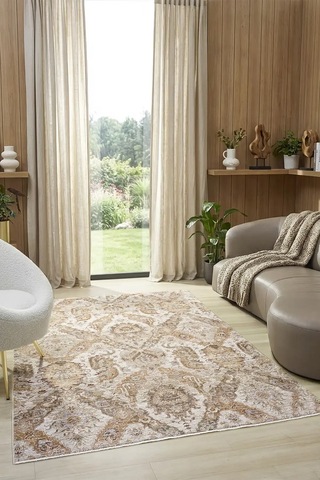 Seyran Halı Monde 806 Bej Polyester Makine Halısı