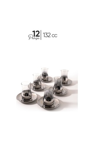 Mest Eva Titanyum Platin 12 Parça 6 Kişilik Çay Bardağı Seti 132 Cc - Lüks Ve Zarif Tasarım Platin