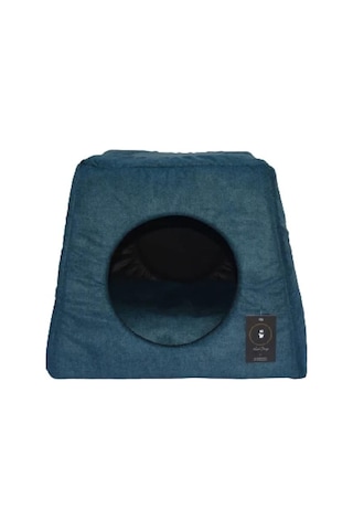 Kedi Yatağı-kedi Evi-3 Fonksiyonlu-katlanır- Kedi Alaska Evi-kedi Eskimo Evi-kedi Mağarası Larcivert, Düz