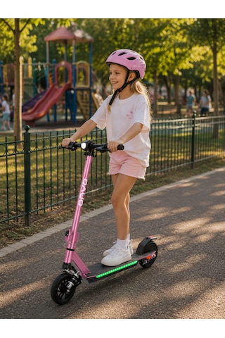 Onvo Kx-03 200w Elektrikli Çocuk Scooter - Pembe Kasklı