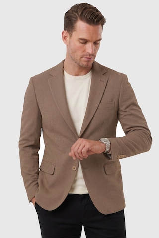 Rizzup Erkek Kahve Dokulu Desenli İtalyan Kesim Blazer Ceket Slim Fit Çift Düğme Ceket 2600817