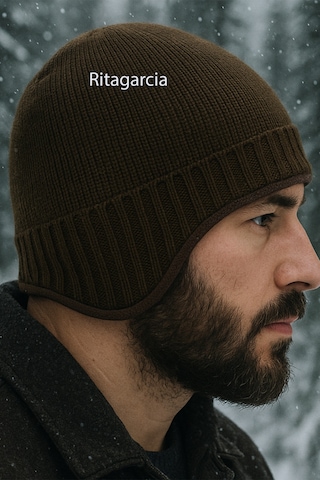 Ritagarcia Unisex Polar Astarlı Kulaklı Bere - Rüzgar Geçirmeyen Termal Kış Beresi Kahverengi
