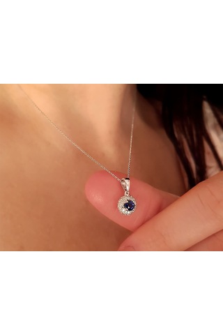 Sirius 0.30 Karat Pırlanta Ve Safir Taşlı 18K Kolye 0804P0161