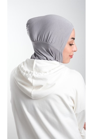 Hürrem Bone Gri Pratik Hazır Geçmeli Tesettür Bone Sandy Kumaş Spor Hijab 211 Gri