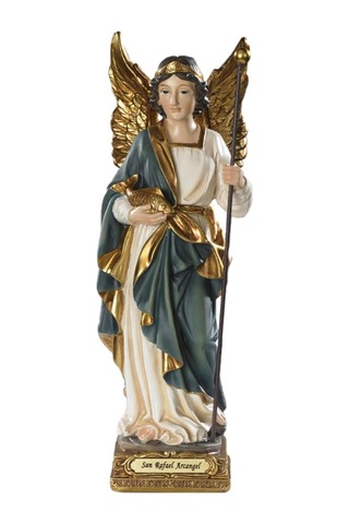 Archangel Saint Rafael Raphael Heykeli 8" Doktorların Koruyucu Azizi. El Boyaması. Milagros - Vg010 Diğer