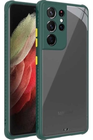 Galaxy S21 Ultra Kılıf Zore Kaff Kapak Koyu Yeşil
