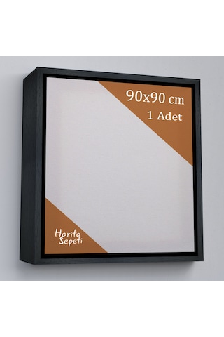 Siyah Çerçeveli Tuval 90 x 90 CM Kare Profesyonel %100 Pamuk Boş Tablo
