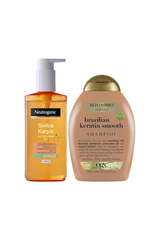 Neutrogena Sivilce Karşıtı Yüz Temizleme Jeli 200 ML + OGX Brazilian Keratin Smooth Şampuan 385 ML