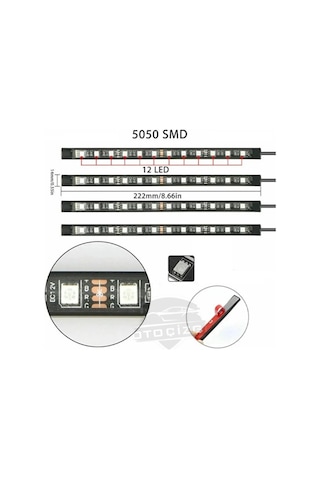 Araç İçi Aydınlatma Kumandalı 12 Led Ayak Altı Led 7 Renk Rgb Pro