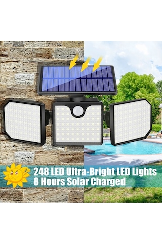 Createtech Sensörlü Duvar Işığıyla Güneş Enerjili Bahçe Aydınlatma