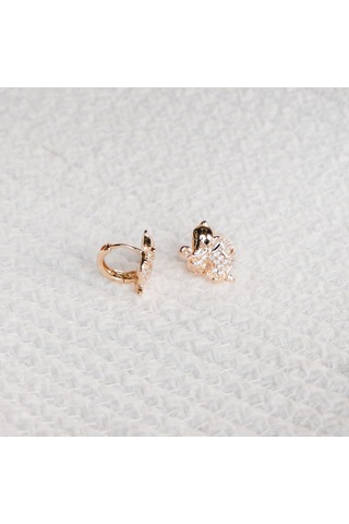 Kadın Kararmaz Çelik Lüks Takı Zirkon Taşlı Fil Küpe