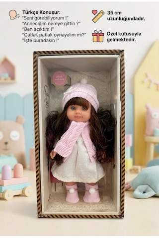 Lucia Girl Konuşan 35 Cm - Etkileşimli Kolları Bacakları Ve Kafası Et Kutulu Atkılı Oyuncak Bebek 42955282