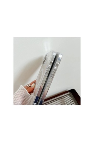 Ally İphone 15 Pro Magsafe Uyumlu Manyetik Şeffaf Silikon Kılıf- 5775 - Karbul9976-5773 Şeffaf 2 Şeffaf 2