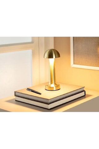 Masa Lambası Gece Lamba Mantar Model Usb Şarjlı Dekoratif Gold Re