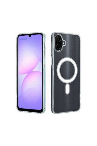 Samsung Galaxy Uyumlu A07 Yumuşak Magsafe Kablosuz Şarj Destekli Şeffaf Kılıf Kamera İçin Yükseltilmiş Çerçeve