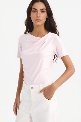 Defacto Slim Fit Dar Kesim Kayık Yaka Kısa Kollu Tişört F8008ax25aupn648 Pembe