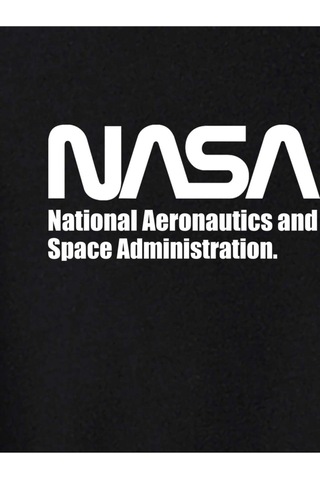 Erkek Siyah Oversize Nasa Uzay Baskılı T-shirt Siyah-68388