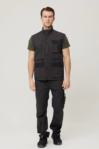 Galium İş Ve Outdoor Yelek Antrasit-siyah-kırmızı