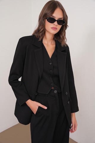 4745 Kadın Oversize Blazer Ceket Siyah Siyah