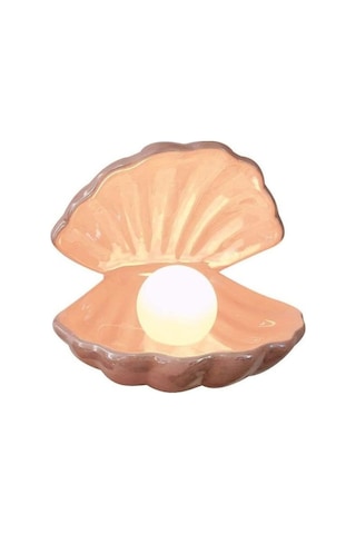 Yeiuyi7 Yaratıcı Kabuk Seramik Gece Lambası Yatak Odası Başucu İnci Gece Lambası Pembe