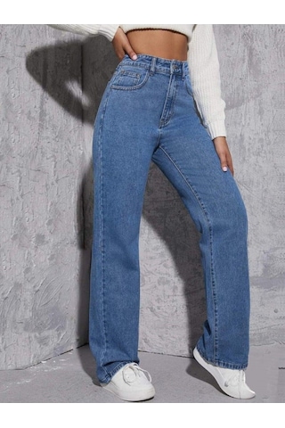 2020 Kadın Likrasız Palazzo Jeans Kot Denim Pantolon Açık Mavi