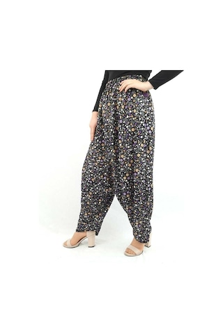 Özözkanlar Çiçekli Yöresel Jarse Yukarıdan Ağlı Şalvar Çok Renkli