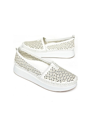 Fox Shoes S540011503 Beyaz Hakiki Deri Kadın Ayakkabı Beyaz