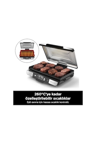 Ninja Sizzle Pro Xl Indoor Grill, Izgara Makinesi Gx101eu Seramik Yapışmaz Kaplama, Çıkarılabilir Kapak, Yağ Toplama Tepsisi, Yemek Kitabı, Gx101eu