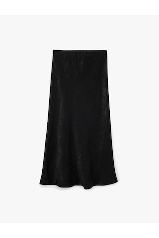 Koton Balık Kesim Slim Fit Midi Boy Dokulu Saten Etek Siyah 6sak70039pw Siyah