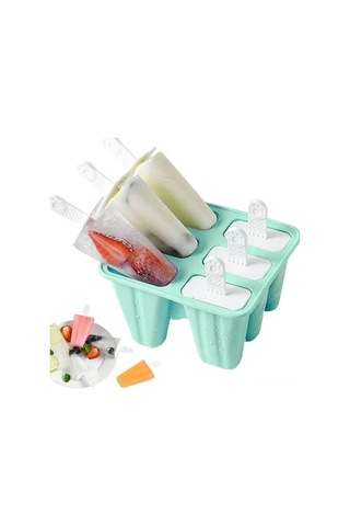 Moveevo 6 Hücrelü Kuzey Avrupa Yeşili Silikon Buzluk Seti - Evde Buz Çubuğu Ve Dondurma Yapımı İçin Pratik Materyal Çok Renkli