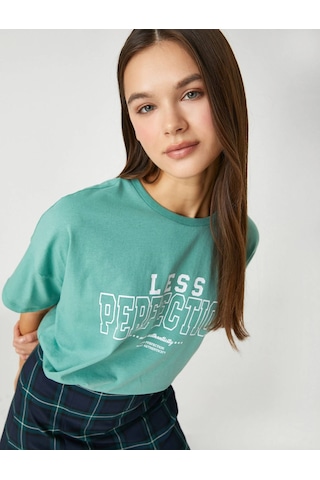 3SAL10122IK Koton Kadın T-shirt YEŞİL Yeşil