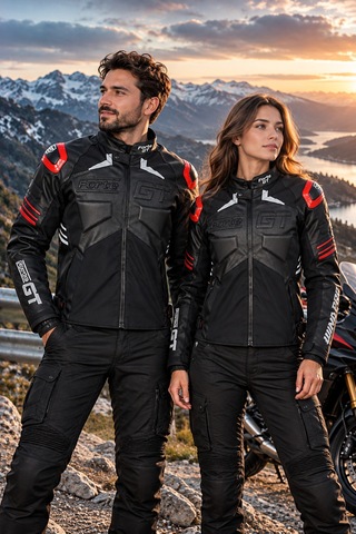 Yyk Forte Gt Deri Wınd Pro Motosiklet Montu Siyah Kırmızı - Mat Siyah