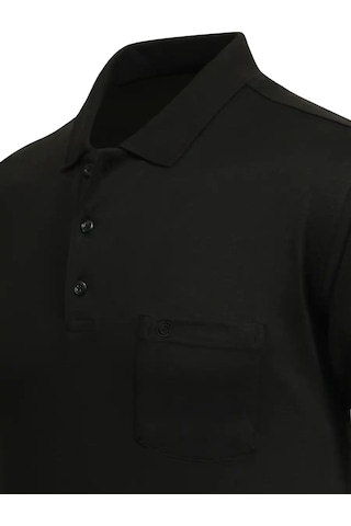Çizgi Triko Erkek Polo Yaka Kısa Kollu Cepli Tişört Klasik Kalıp 5305 Bgl-st05537 Siyah