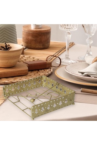 Homyl Kumaş Peçetelik Yılbaşı Dekoratif Açık Hava Altın