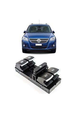 Vw Volkswagen Tiguan 2008-2015 Uyumlu Ön Sol Kapı Dörtlü Cam Açma Düğmesi Krom Detaylı 5k4959857