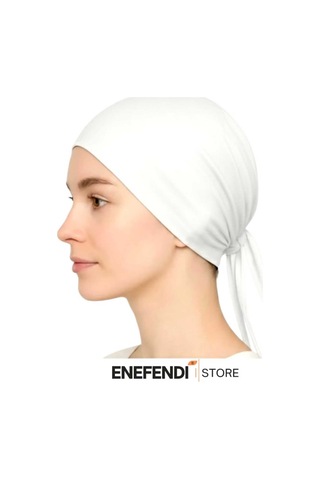 Nf Nd Enefendi Silikonlu Düz Bone Kaymayan Tesettür Hijab İç Bone Dikişsiz Beyaz Rahat Ve Şık Kullanım Beyaz