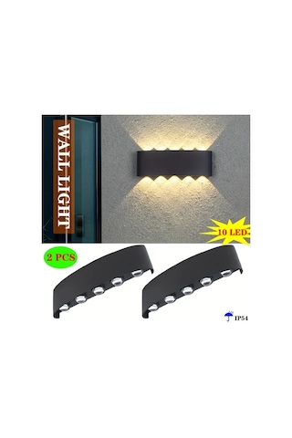 Xuweiwei 2 Adet 10 Led Siyah Dış Duvar Lambası Modern Yarı Gömme Montaj Enerji Verimli Led Ampul Bahçe Duvar Veranda Dekoru Siyah