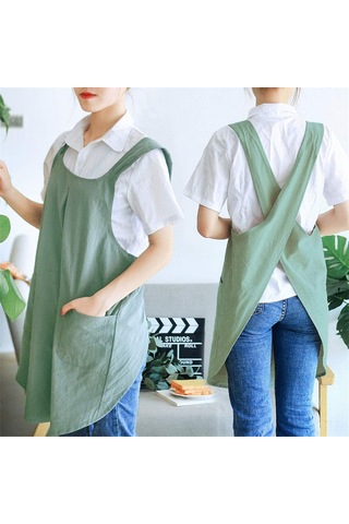 Hombey Kadınlar İçin Gri Tam Pamuk Ev Apronu, Pişirme Ve Pastacılık İçin Geniş Kesim, Logo Özelleştirilebilir, Kolay Kullanım Diğer