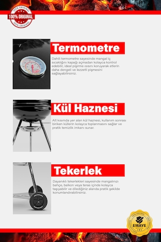 Emaye Kaplama Mangal Kohlen Kömür Aksesuar Hazır Mangal Seti Yak Kullan Siyah Emaye