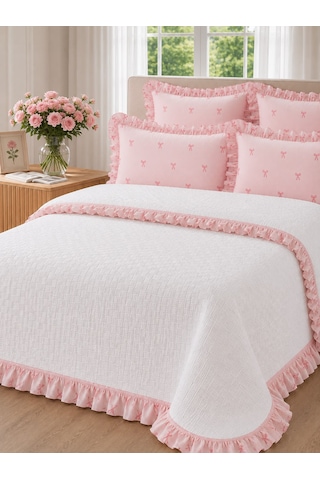 Uçkan Home %100 Pamuk Fırfırlı Tek Kişilik Yatak Örtüsü Seti--uh-pk-11 Pembe Beyaz Uçkan Home %100 Pamuk Fırfırlı Tek Kişilik Yatak Örtüsü Seti--uh-pk-11 Pembe Beyaz