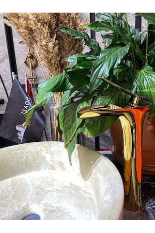 İsaoğlu Yapı Parlak Gold Şelale Çanak Lavabo Bataryası Altın Şelale Çanak Bataryası Gold Lavabo Bataryası Gold