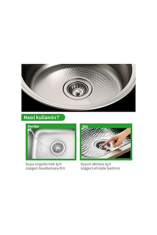 Çöpmak Mutfak Lavabo Sifon Gideri 8 Cm Paslanmaz Metal Tıpa Süzgeç / Dayanıklı, Evrensel Uyumlu Ve Kolay Temi