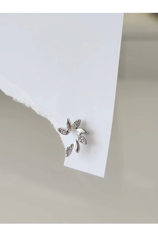 Buğday Başak Arpa Model Kıkırdak Piercing Tragus Helix Gümüş Renk Küpe Gümüş