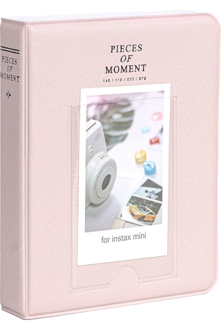 Fujifilm Instax Mini 12 Fotoğraf Makinesi + 10'lu Film + Kıskaçlı Stand + Pvc Albüm + Simli Pleksi Kılıf Seti Pembe