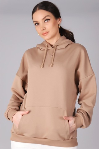 Sweetness Kadın Bej Kapüşonlu Sweatshirt Bej