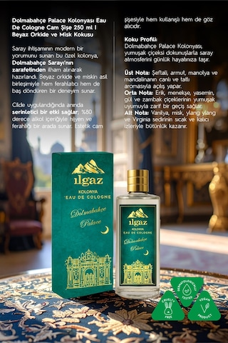 Dolmabahçe Palace Kolonyası Eau De Cologne Cam Şişe 250 Ml Türkiye Serisi Orkide Ve Misk Kokusu