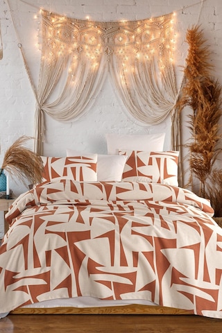 As Perde Cotton Life Çift Kişilik Pike Takımı Marvin Kiremit