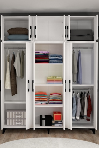 Diva 12 Kapaklı Modern Beyaz Gardırop Xl
