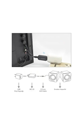 Earldom M22 Bluetooth 5.0 Usb Aux Dönüştürücü - Siyah M414